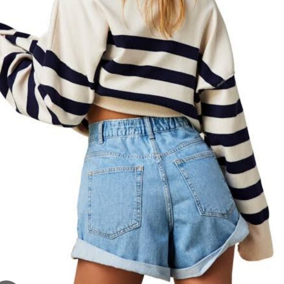 Free People Blue Jean Shorts Casual Denim - Picture 2 of 8